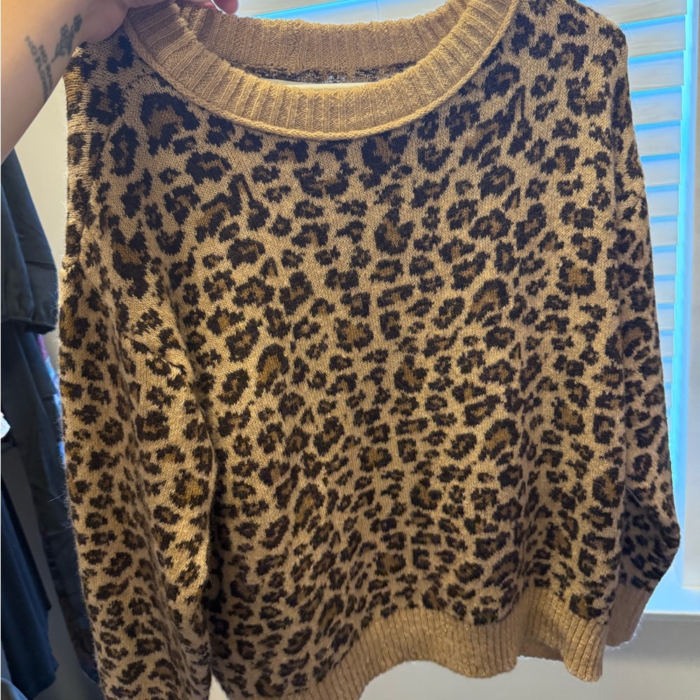 American Eagle Outfitters Leopard Print Sweater - Brown and Black